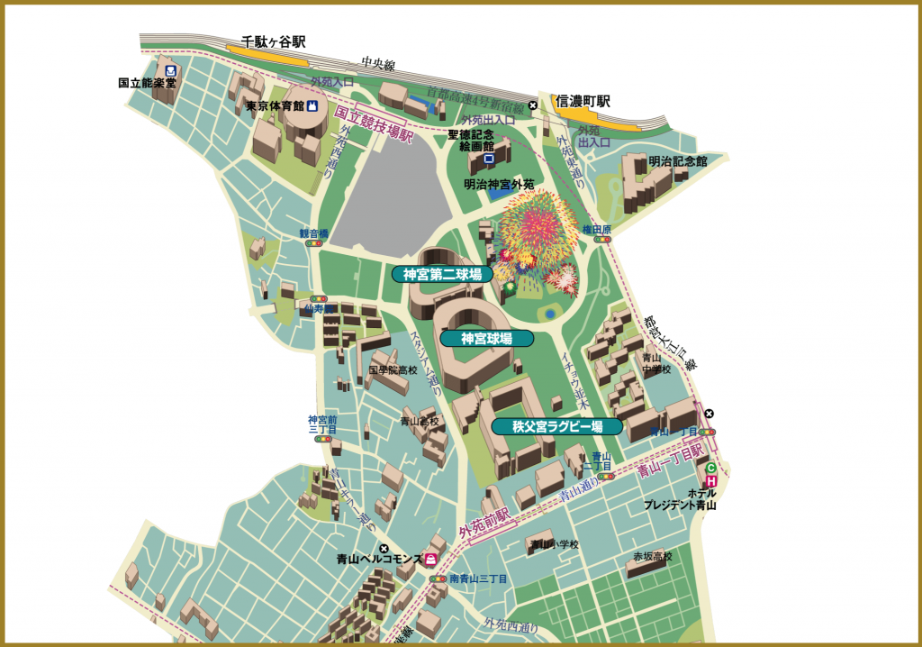 新宮外苑花火大会　周辺図